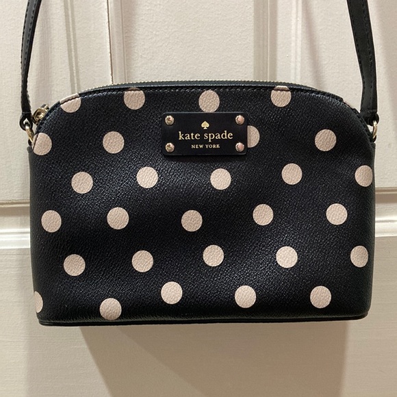Kate Spade Classic Black Beige Polka Dot Crossbody - Picture 3 of 15
